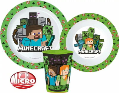 Minecraft set za jelo 3 dijela - čaša, zdjelica, tanjur 11118