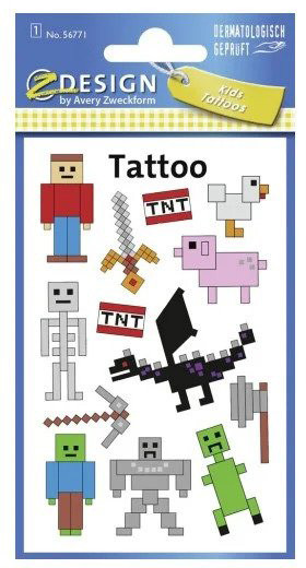 Set tattoo naljepnica s Minecraft uzorkom 7,5x12 cm