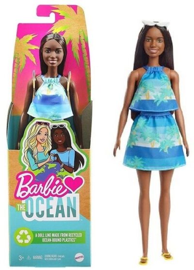 Barbie Loves The Ocean Barbie lutka u haljini s uzorkom palmi GRB37