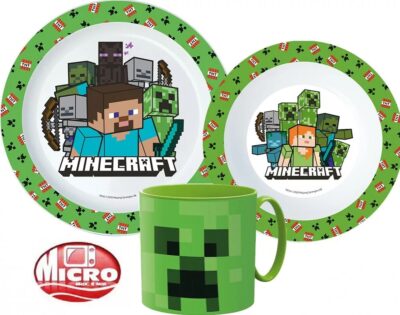 Minecraft set za jelo 3 dijela – šalica, zdjelica, tanjur 33337