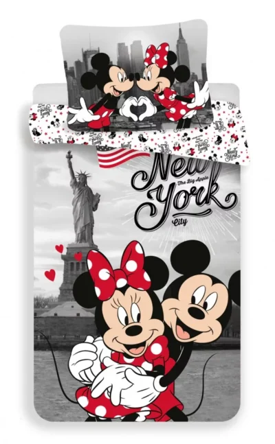 Disney Mickey and Minnie Mouse New York posteljina 140 x 200 cm, 60 x 80 cm 25376