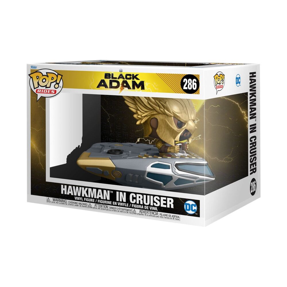 Funko Pop Rides Black Adam Hawkman in Cruiser Vinyl figura 15 cm 64195