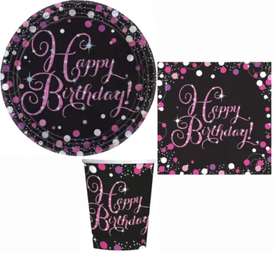 Happy Birthday Pink Party set 32 komada - tanjuri, čaše, salvete