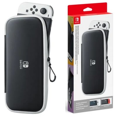 Nintendo Switch Carrying Case & Screen Protector Black & White