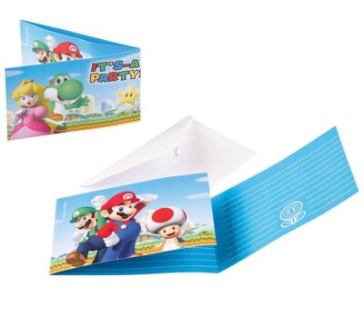 Super Mario 8 kom party pozivnica s kuvertom 95583