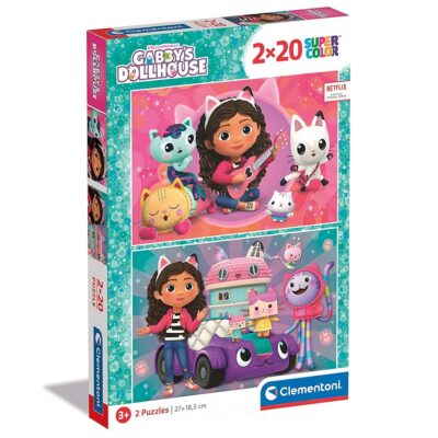 Gabina kuća lutaka 2u1 puzzle 2×20 komada Supercolor Clementoni 24802 Gabbys Dollhouse