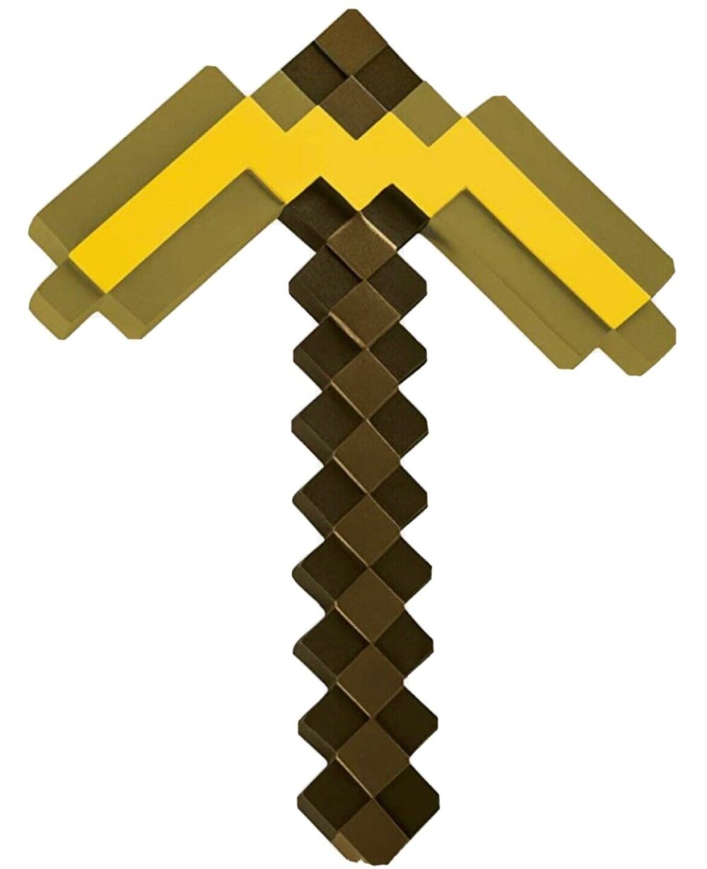 Minecraft Plastic Replica Gold Pickaxe 40 cm