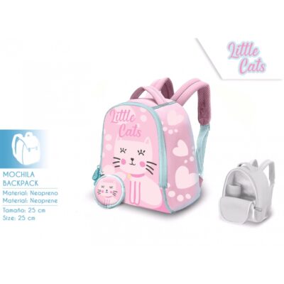 Little Cats neopren ruksak vrtićki 25 cm + torbica privjesak Kids Licensing 1