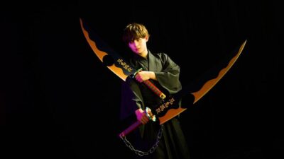Nichirin Swords (Tengen Uzui) Demon Slayer Kimetsu no Yaiba Proplica Replica ABS Plastic 110 cm 4