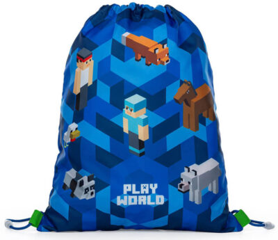 Sportska vrećica za papuče Play World s Minecraft uzorkom 30x37 cm plava