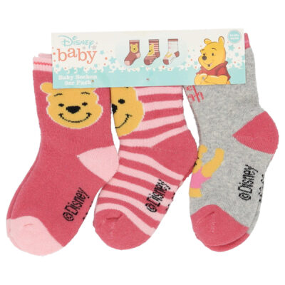 Disney Winnie Pooh Baby čarape 3 pack roze