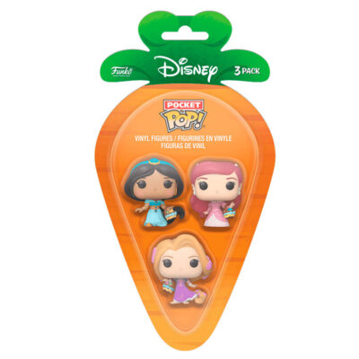 Funko POP! Carrot Pocket 3 Pack Disney Princess Rapunzel, Ariel, Jasmin