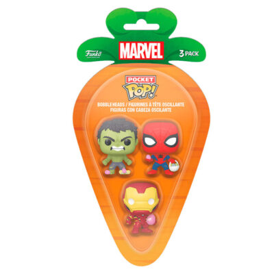 Funko POP! Carrot Pocket 3 Pack Marvel Spiderman, Hulk, Iron Man