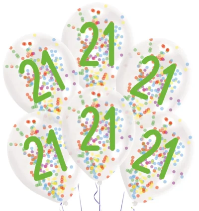 Happy Birthday 21. Baloni Konfeti 6 kom 37495