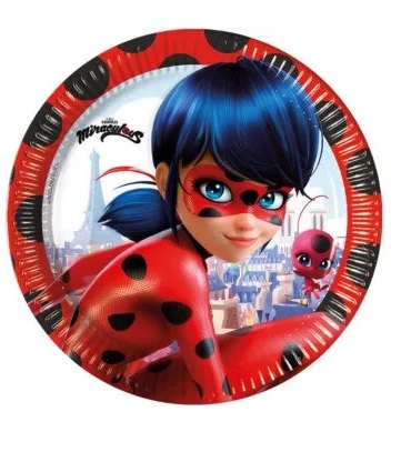 Miraculous Ladybug 8 Kom Papirnatih Tanjura 23cm Bubamara I Crni Mačak