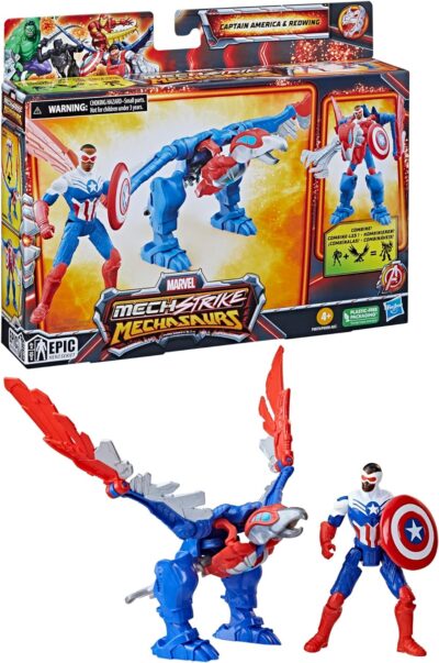 Marvel Mech Strike Mechasaurs 2pack Captain America & Redwing Akcijska Figura 10 Cm F6675