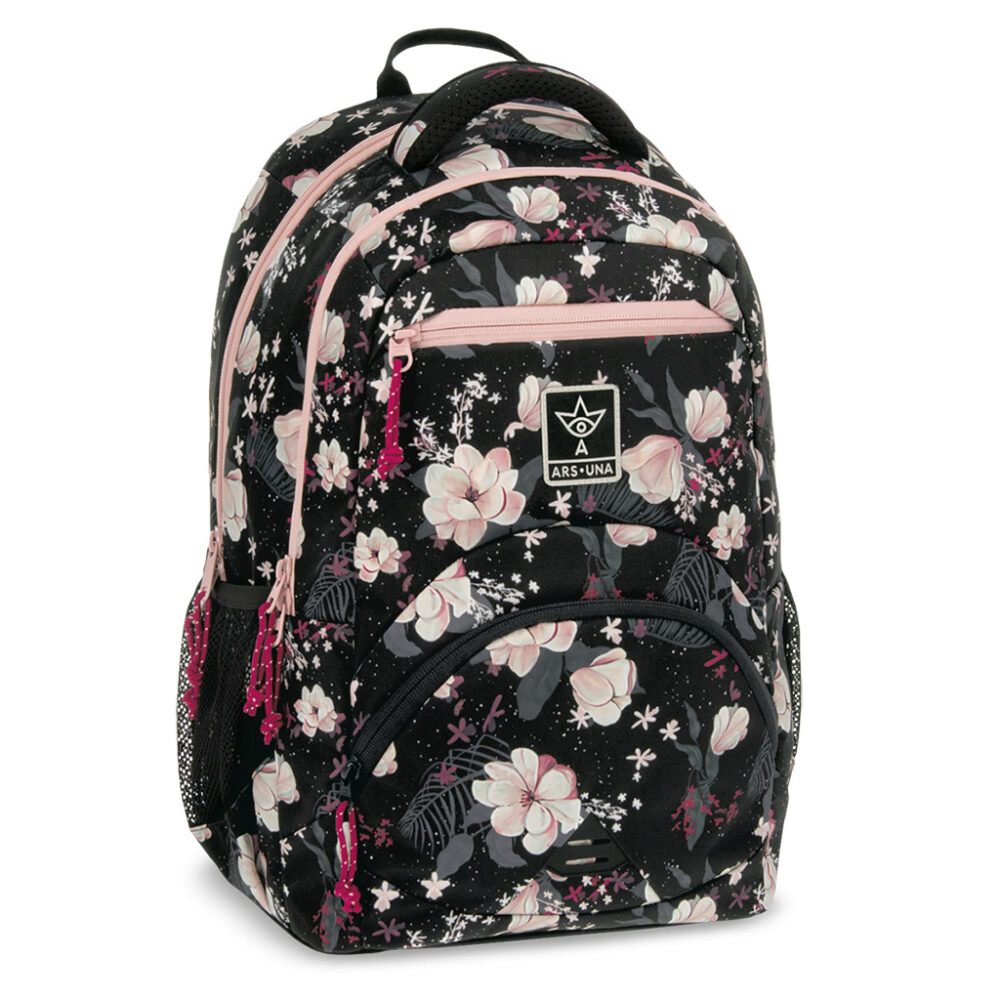 Flowery Black ergonomski školski ruksak Ars Una 33745