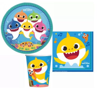 Baby Shark Party Set 32 Komada – Tanjuri, čaše, Salvete