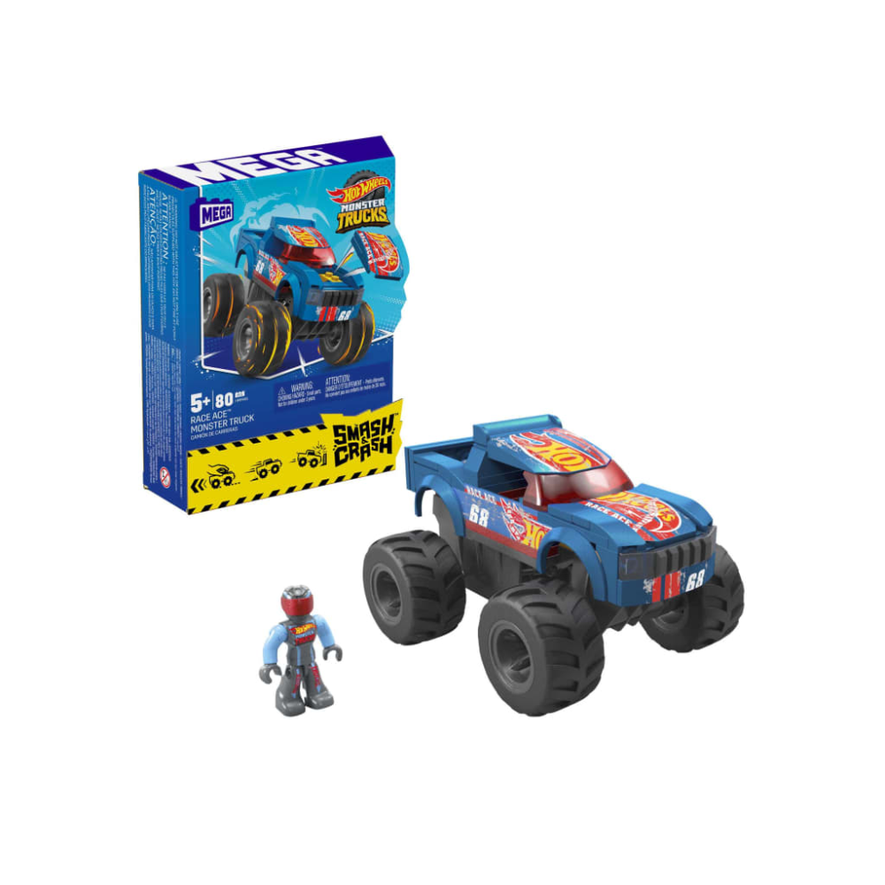 Hot Wheels Mega Construx Smash & Crash Race Ace Monster Truck