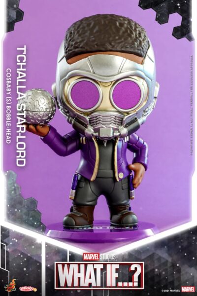 What If...? T'Challa Star-Lord 10 cm Cosbaby (S) Bobble-Head Mini Figura