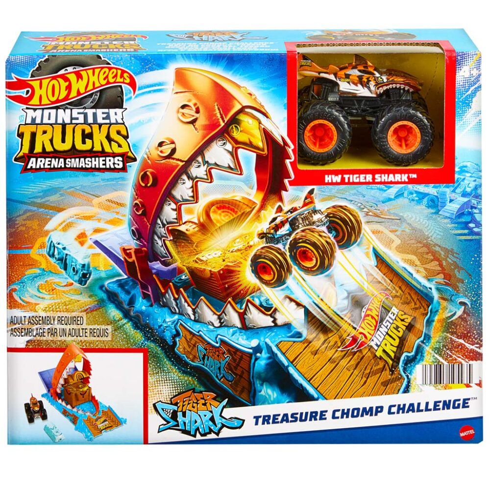 Hot Wheels Monster Trucks Arena Smashers Treasure Chomp Challenge