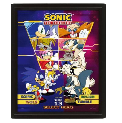 Sonic The Hedgehog 3D Lentikularni poster u okviru Select Your Fighter 26x20 cm