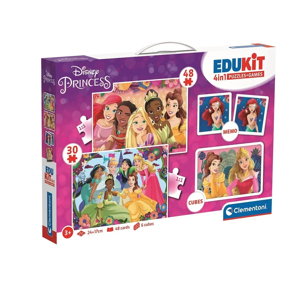 Disney Princess 4u1 Puzzle+memo+kocke