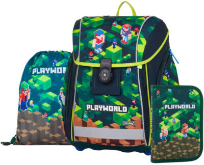 Set 3u1 Ergonomska školska Torba Play World S Minecraft Uzorkom 84072
