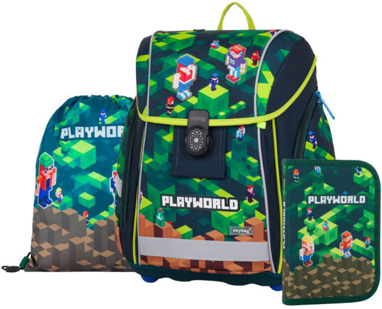 Set 3u1 Ergonomska školska Torba Play World S Minecraft Uzorkom 84072